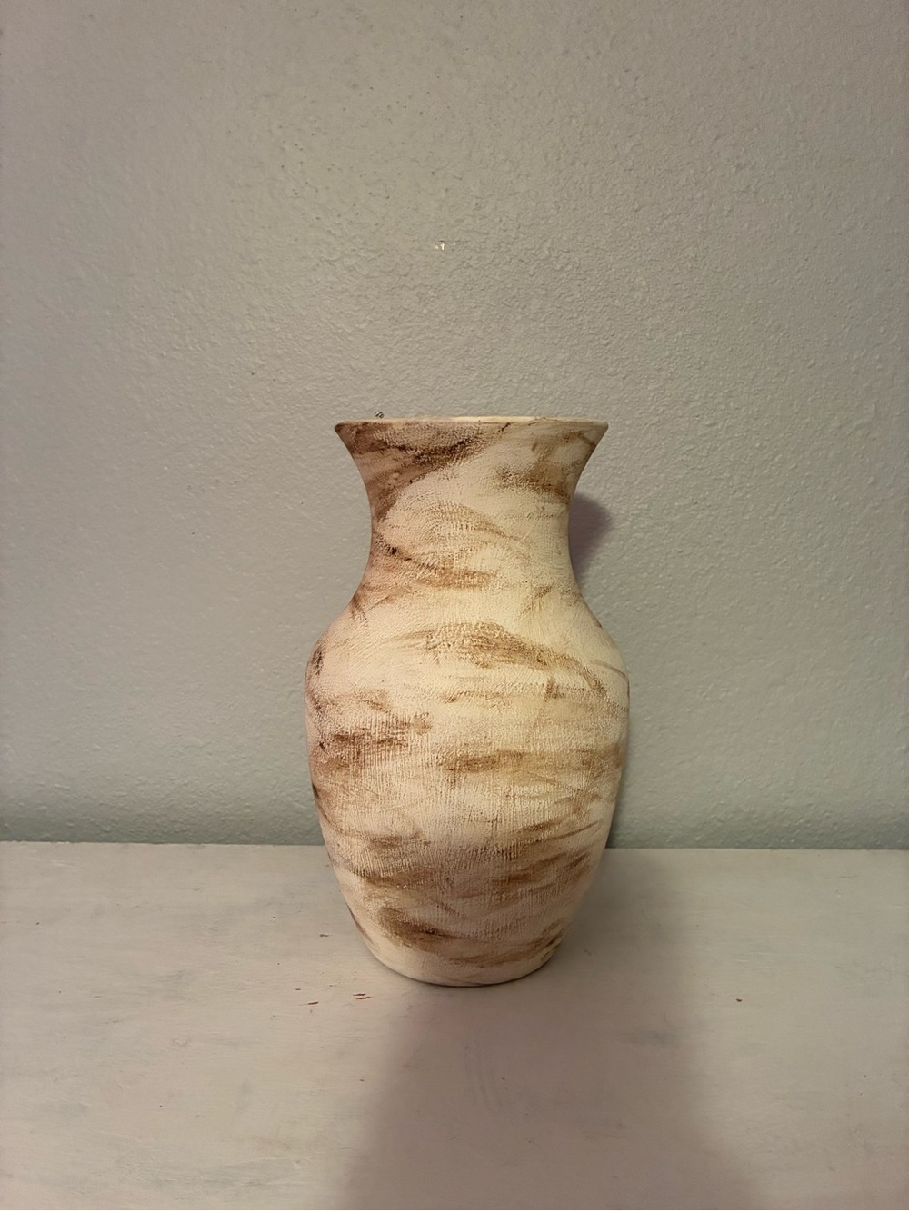 Textured Ceramic Vase in Cream and Brown